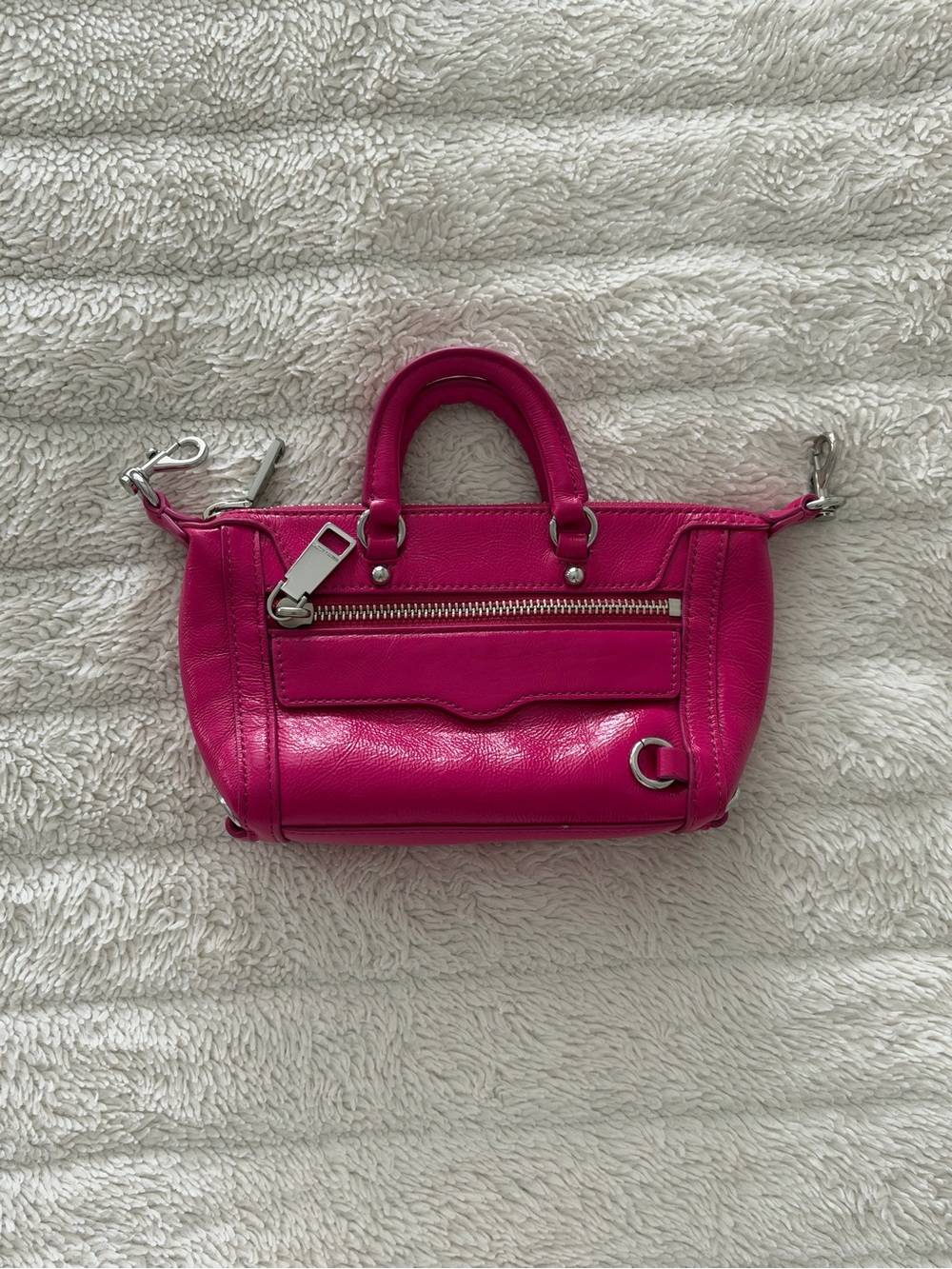 Rebecca Minkoff Mini Hot Pink Leather Top Handle Crossbody Bag